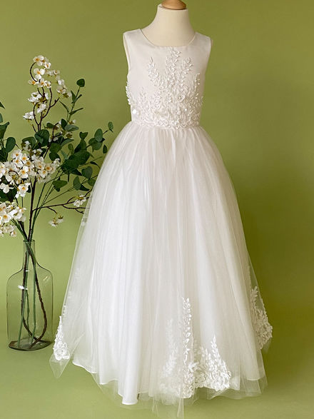 Floral Embroidered Bodice with Tulle Skirt