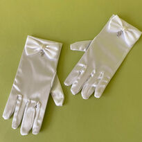 Satin Gloves with Bow and Cross