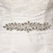 Grosgrain Bridal Belt with Diamante Leaf Pattern