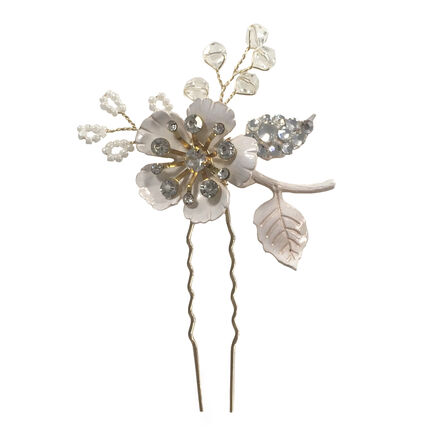Blush Flower & Leaf Hair Pin