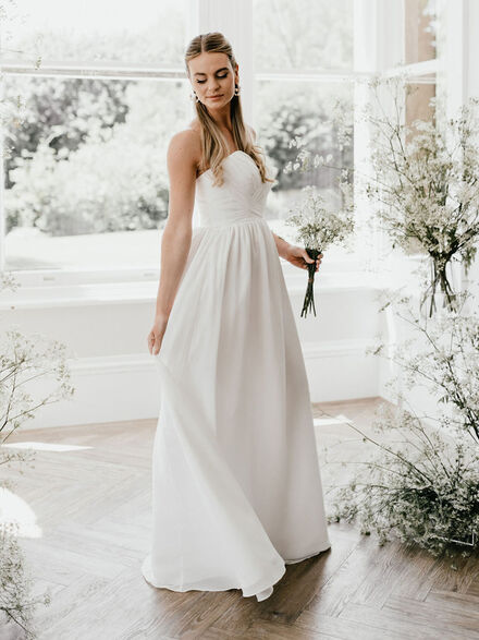 White Strapless Bridesmaid Dress