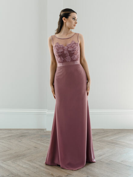 Sweetheart Neck Bridesmaid Dress with Illusion Bodice