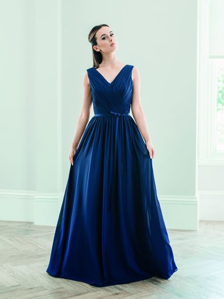 Pleated Wide Strap Bridesmaid Dress