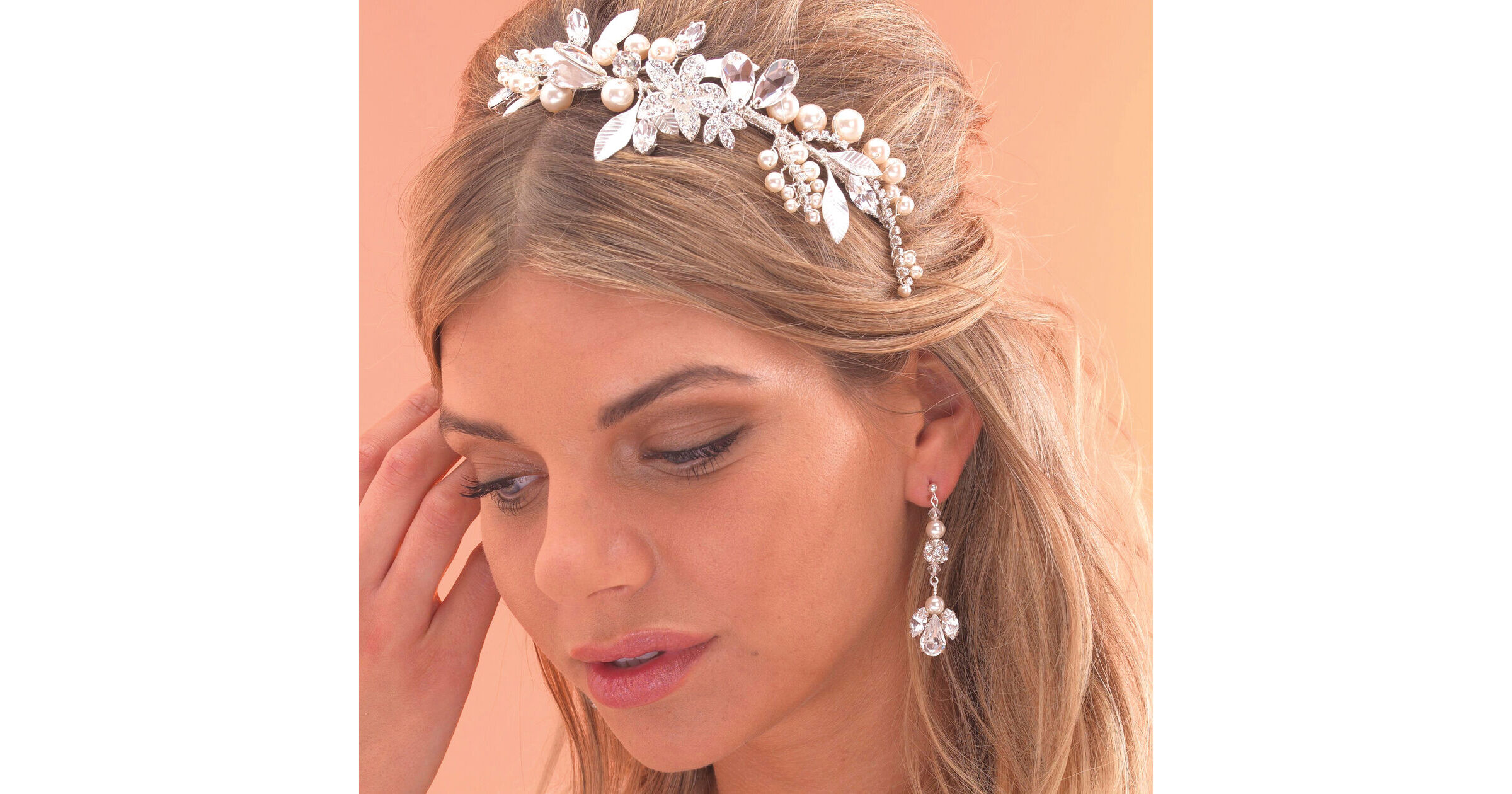 Diamante Leaves Side Tiara Studded with 