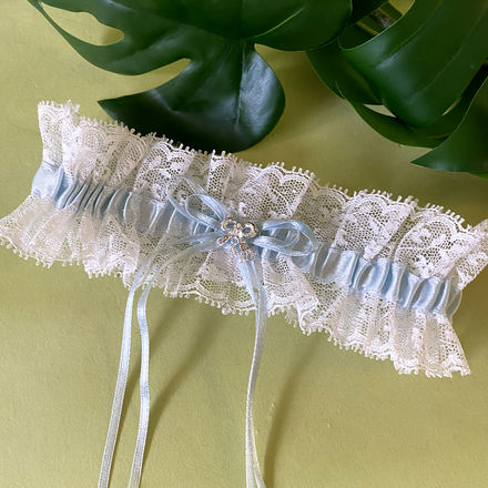 Lace Garter with Blue Ribbon