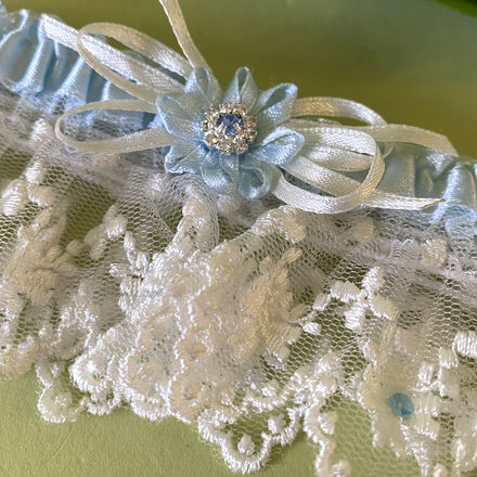 Lace and Ribbon Garter with Diamante