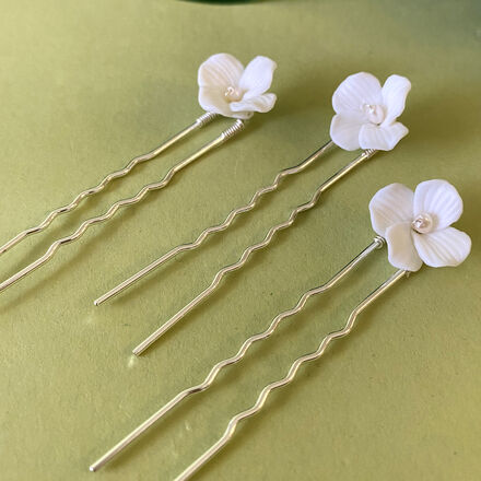 Set of 3 Clay Flower Pins