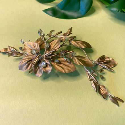 Bronze Fabric Floral Comb