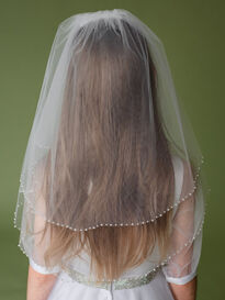 Straight Two Tier Pearl Edged Communion Veil