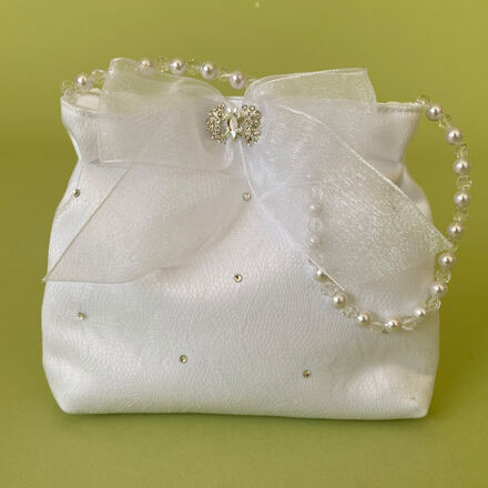 Tulle and Organza Bag with Beaded Handle