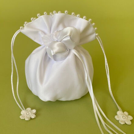 Satin Dolly Bag with Pearl Stitching