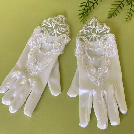 Satin and Beaded Lace Gloves