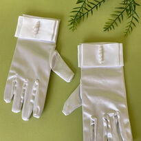 Satin Gloves with Thick Ribbon Finish