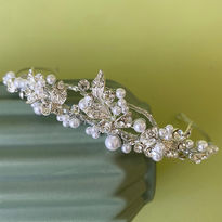 Pearl & Diamante Leaf & Loop Communion Headdress