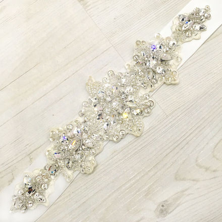 Diamante Beaded Satin Ribbon Bridal Belt
